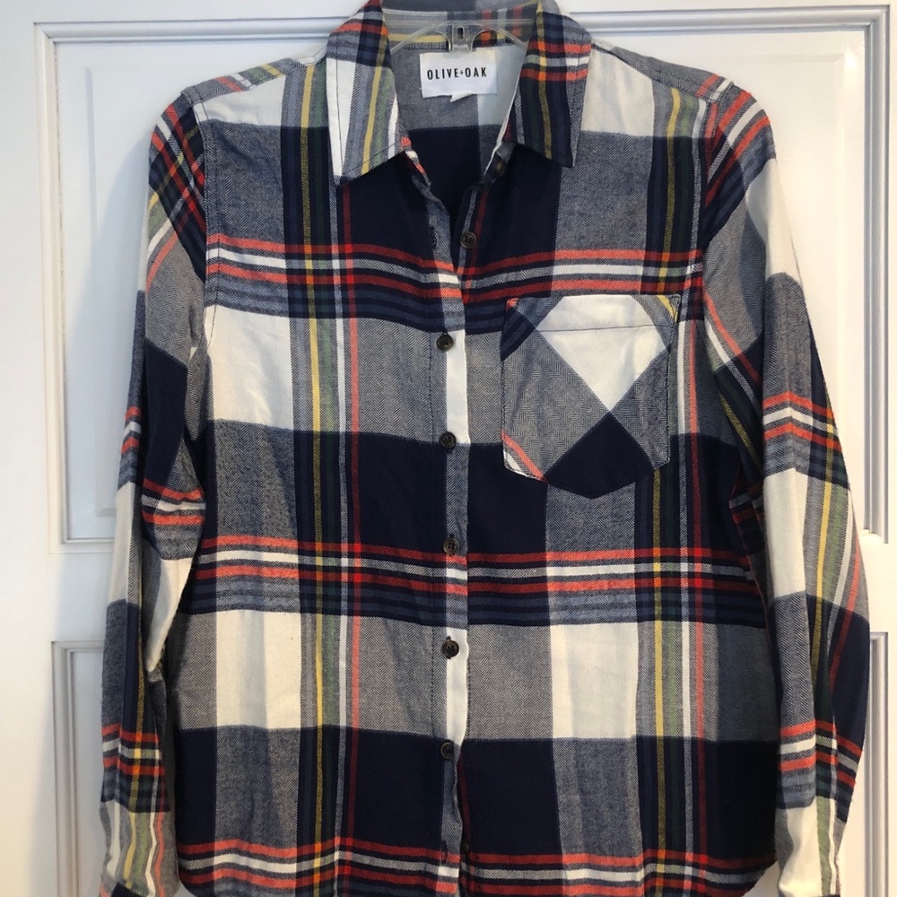 Navy and red plaid shirt
